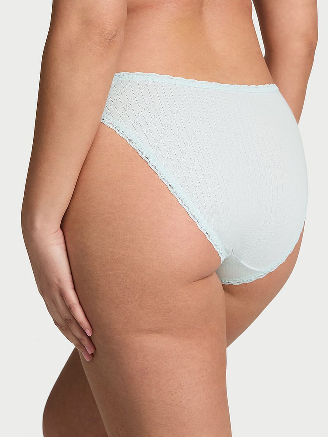 vs The Lacie Stretch Cotton Pointelle Lace-Waist Bikini Panty Tradewinds Blue 2 of 3 