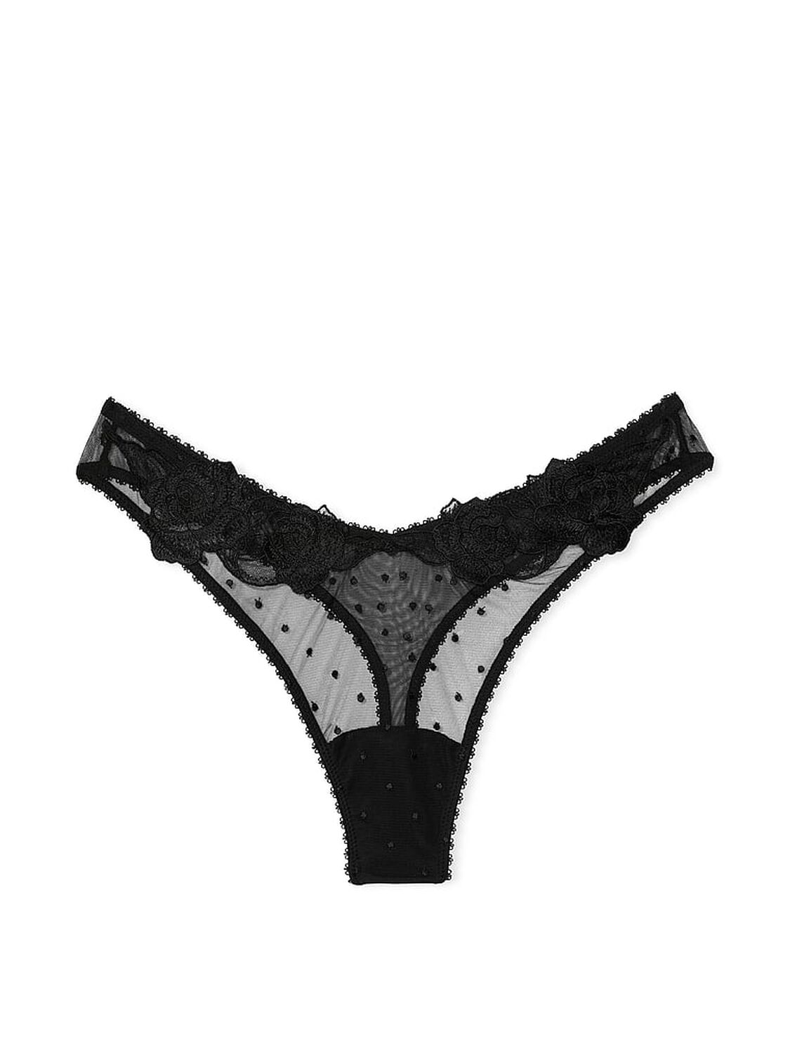 vs Very Sexy Sheer Rose High-Leg Thong Panty Black 3 of 3 