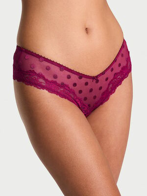 Sheer Heritage Dot Lace-Trim Cheeky Panty