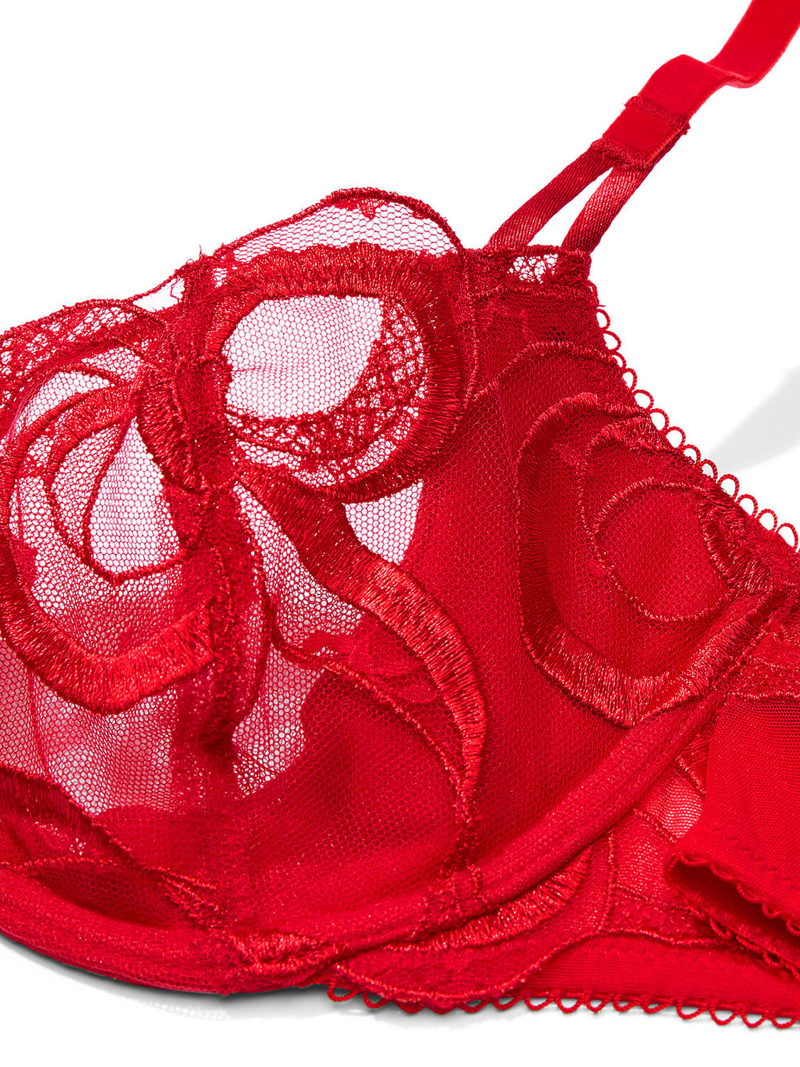 vs Dream Angels Wicked Tied-with-a-Bow Embroidery Unlined Balconette Bra Bright Vermillion 4 of 4 