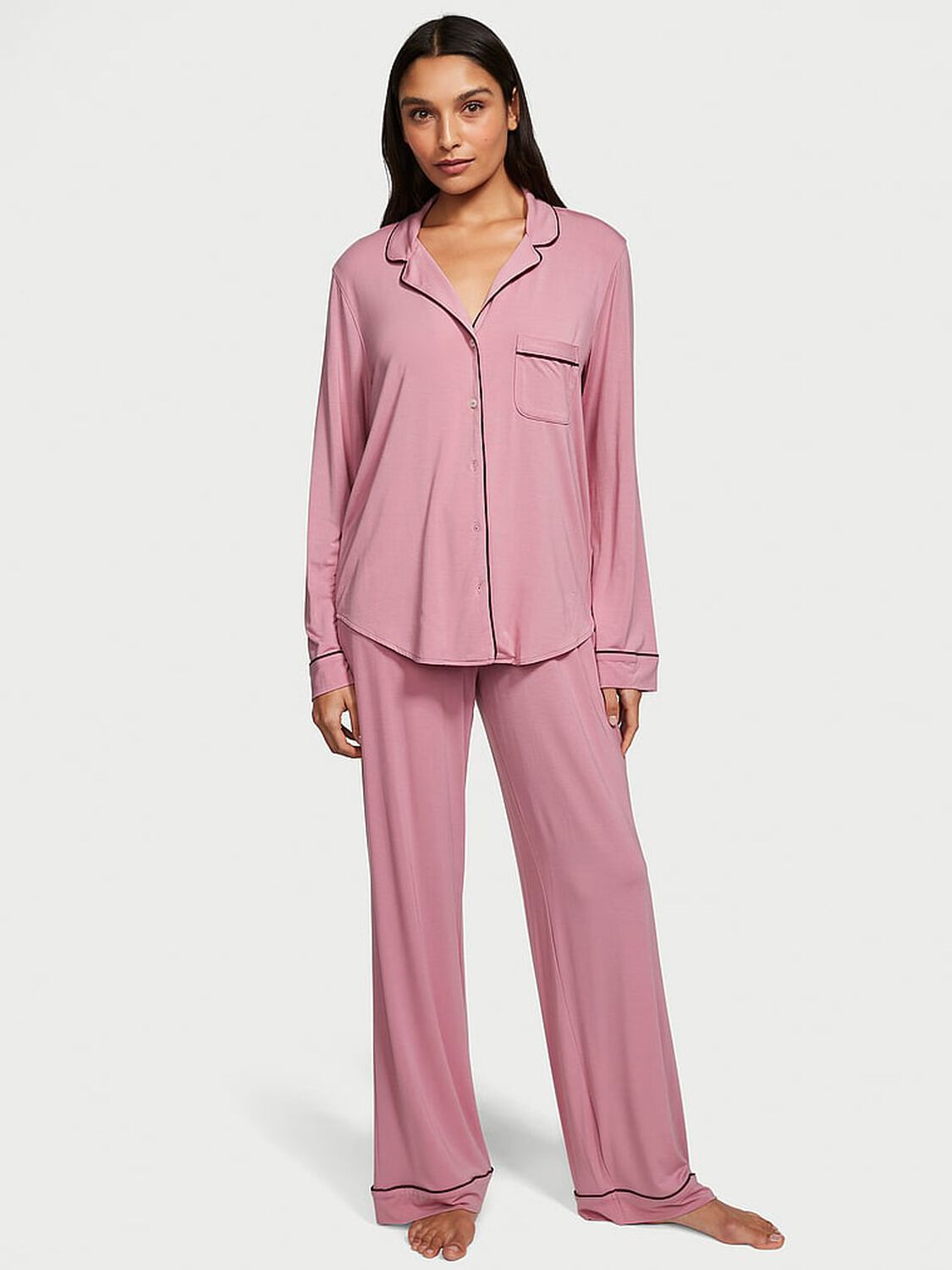 vs Victoria's Secret Modal Long Pajama Set Dusk Mauve 1 of 4 