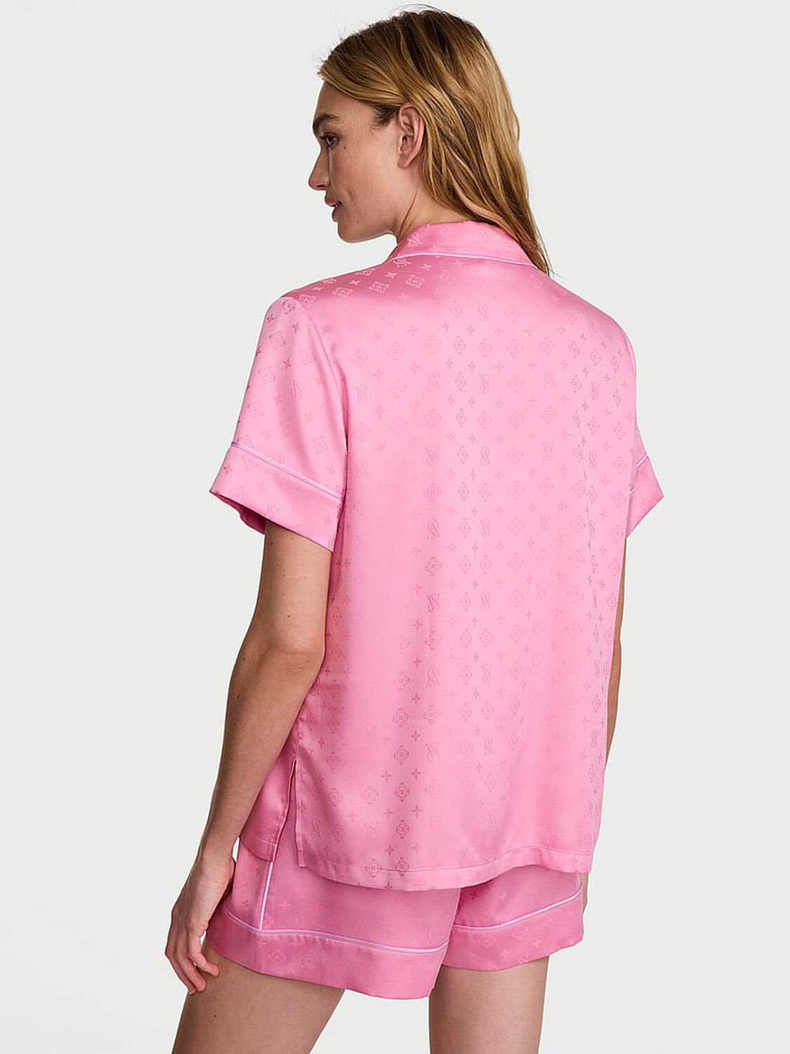 vs Victoria's Secret Glazed Satin Short Pajama Set Pink Sugar 2 of 3 
