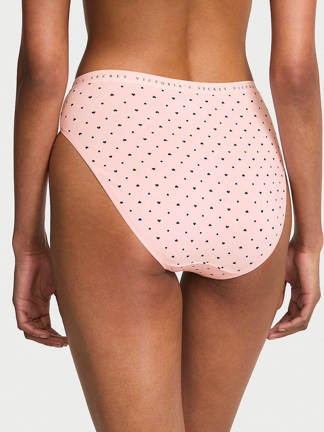 vs Victoria's Secret Stretch Cotton High-Leg Brief Panty Angel Pink Heart Dots 2 of 3 