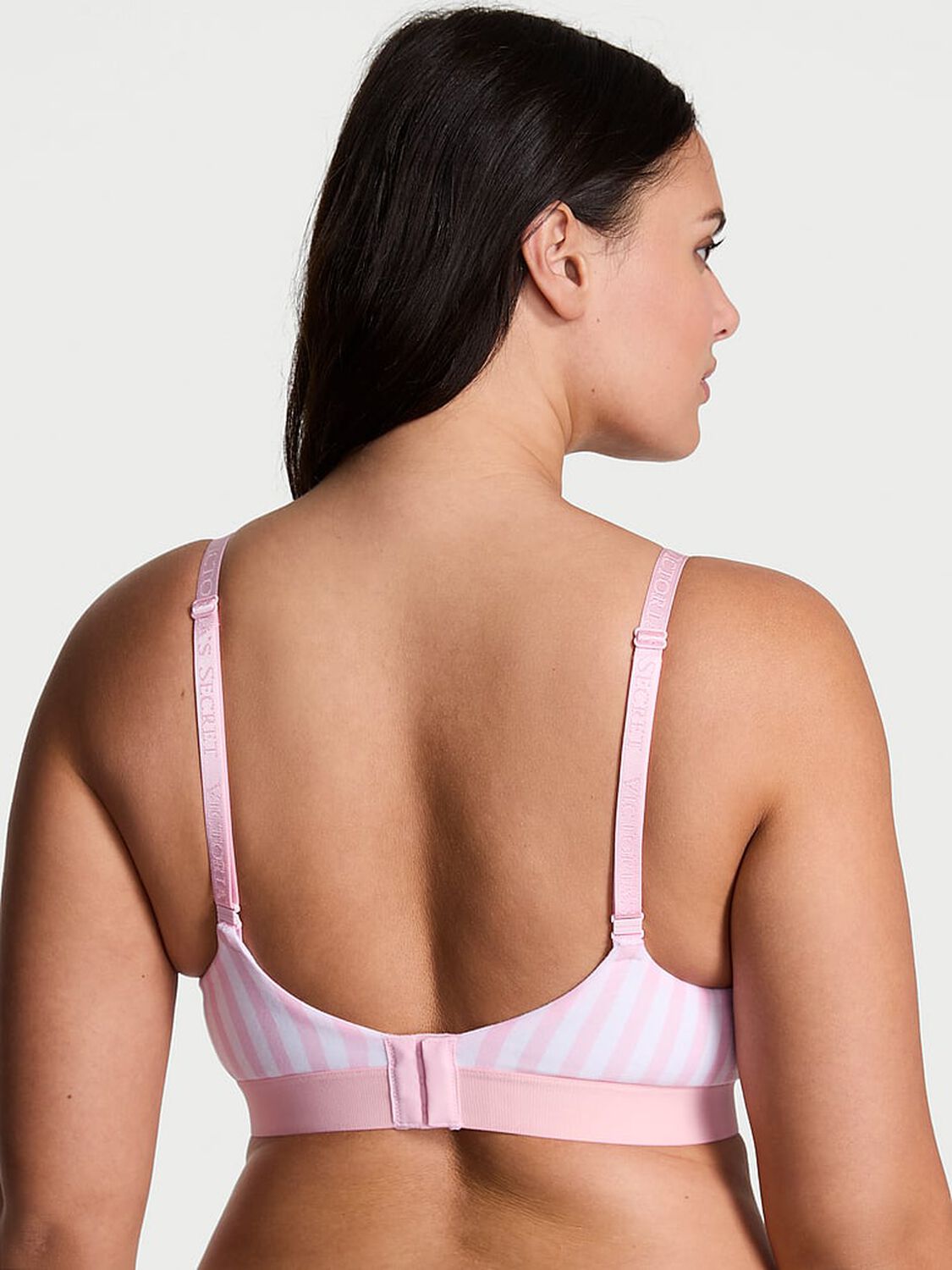 vs The T-Shirt Shine Patch Lightly Lined Wireless Bra Pink Stripes 2 of 3 