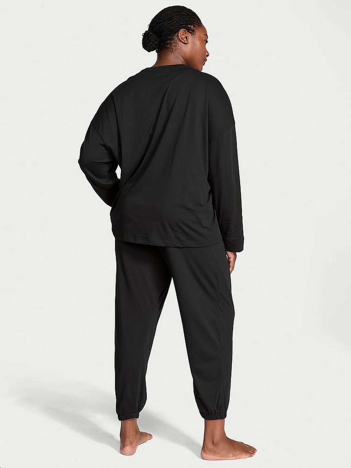 vs Victoria's Secret 100% Cotton Long Pajama Set Black 2 of 3 