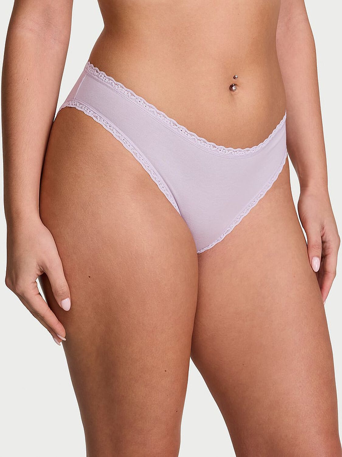 vs Lace Trim Lace-Waist Bikini Panty Crystal Lilac 1 of 3 