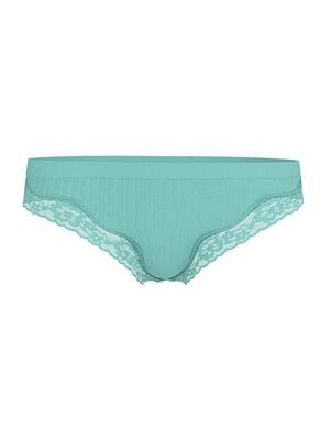 Seamless Rib Lace-Trim Thong Panty
