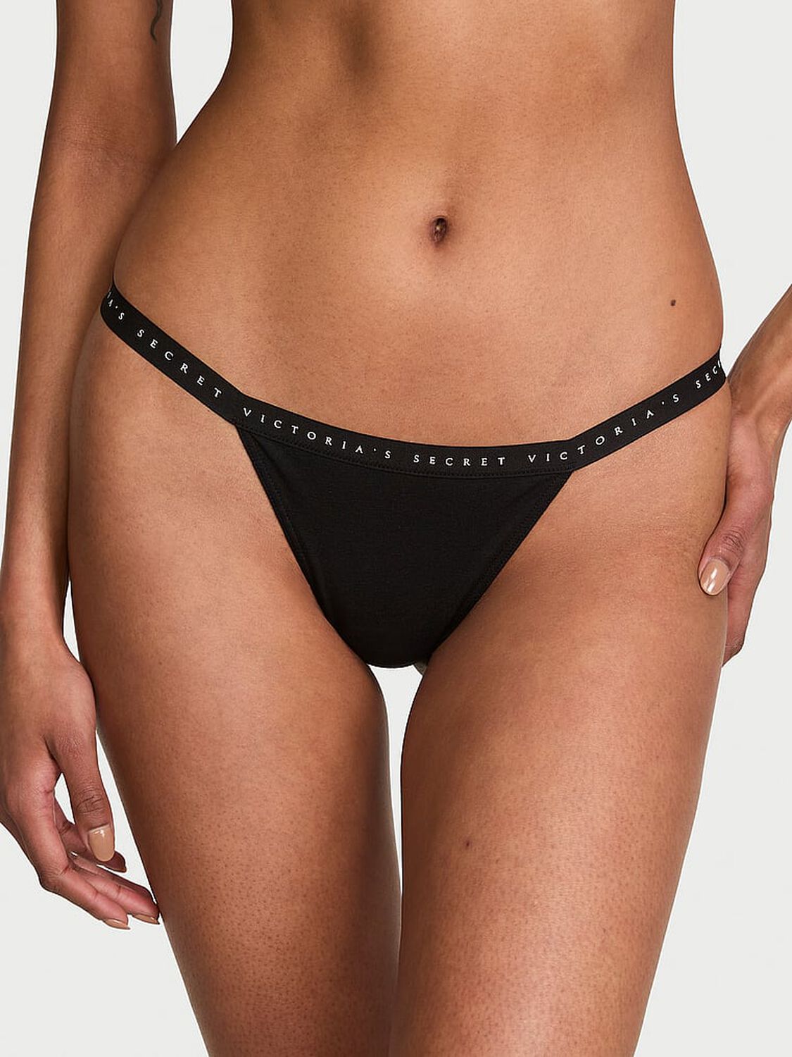 vs Victoria's Secret Stretch Cotton V-String Panty Black 2 of 2 