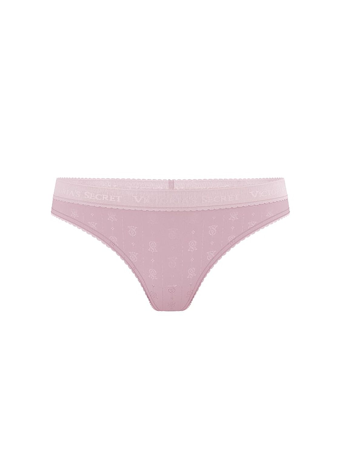 vs Cotton Logo Pointelle Thong Panty Violet Pearl 3 of 3 