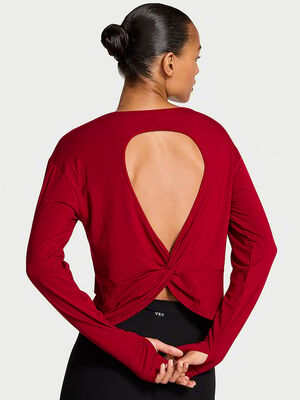 VSX Drapey Knit Long-Sleeve Open-Back Tee