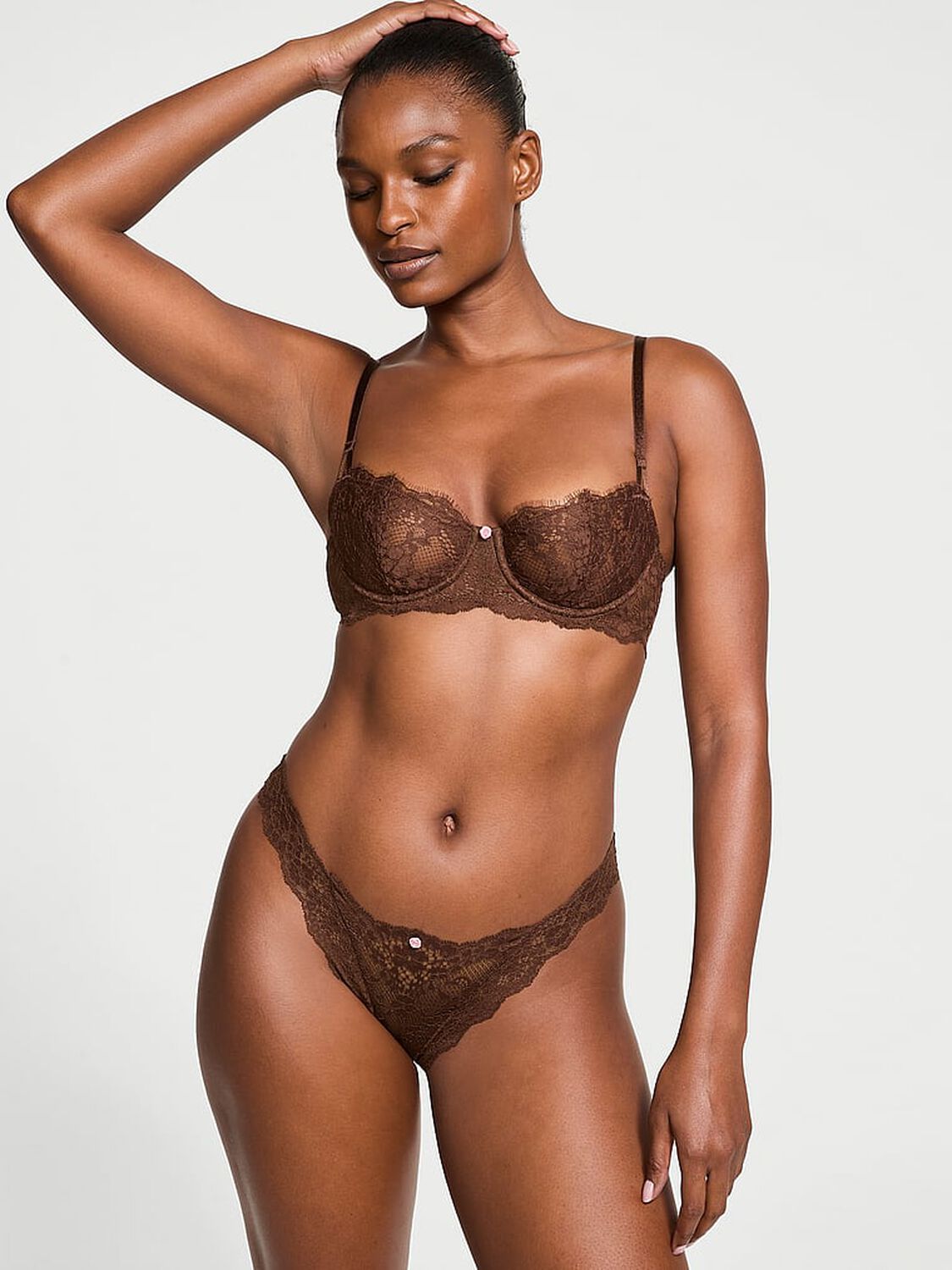 vs Dream Angels Lace Brazilian Panty Ganache 4 of 4 