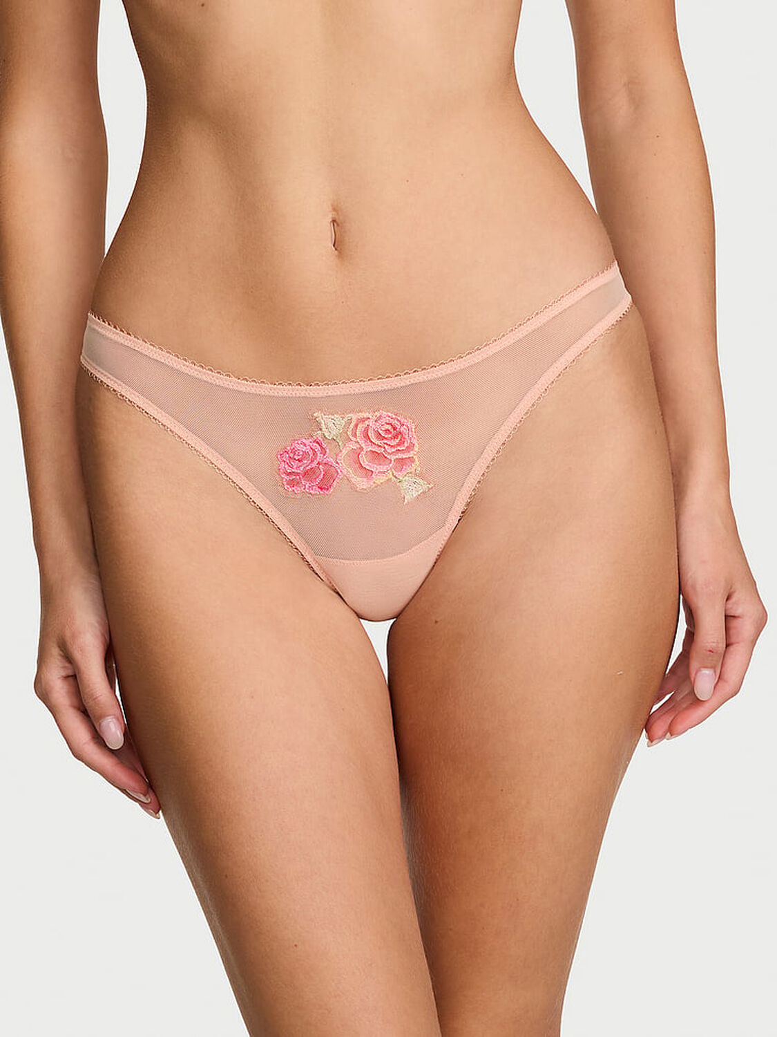vs Dream Angels Sweet Melody Motif Lace Thong Panty Rose Cloud 1 of 3 