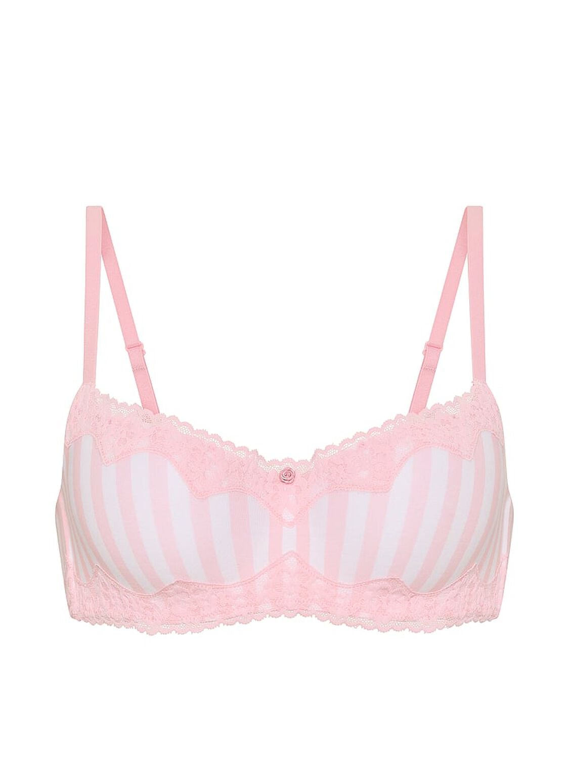 vs The T-Shirt Cotton Lace-Trim Lightly Lined Balconette Bra Pretty Blossom Stripes 3 of 3 
