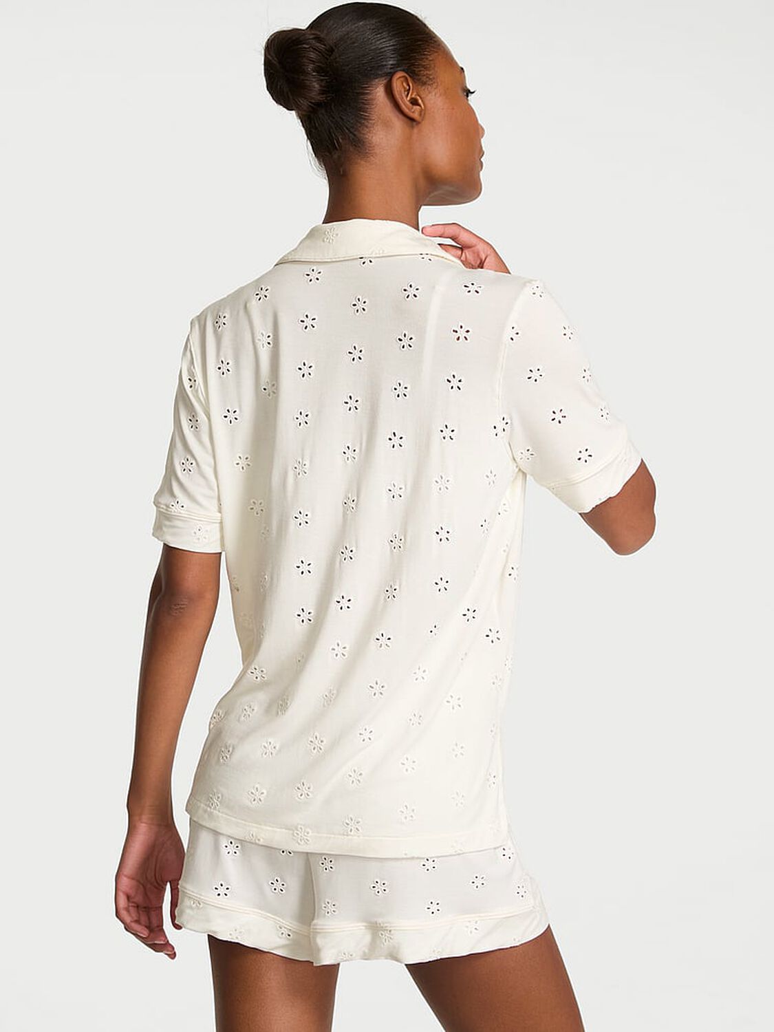 vs Victoria's Secret Modal Soft Eyelet Short Pajama Set Coconut White 2 of 4 