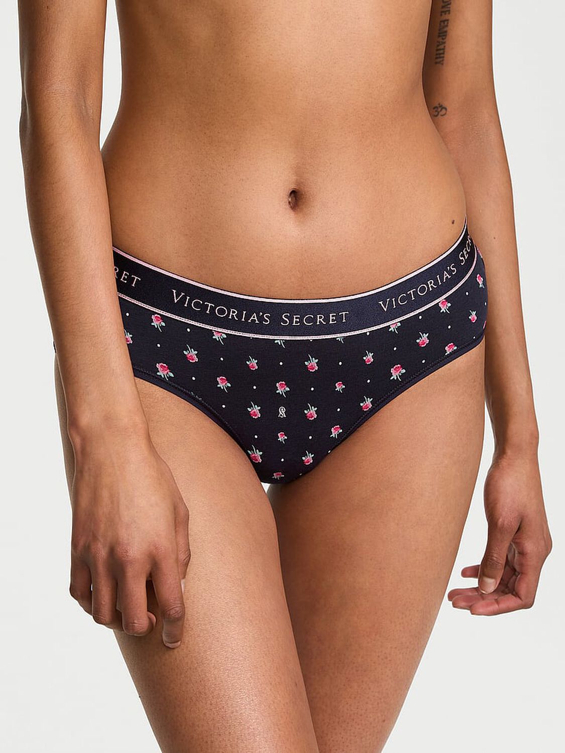 vs Cotton Logo Cotton Hiphugger Panty Vs Black Dot Floral 1 of 3 