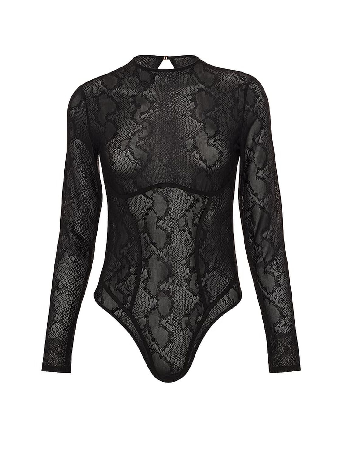 vs Very Sexy Viper Lace Long-Sleeve Bodysuit Black 3 of 4 