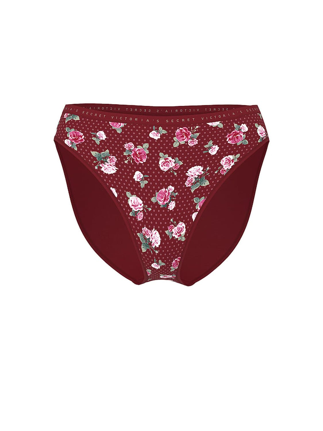 vs Victoria's Secret Stretch Cotton High-Leg Brief Panty Sangria Red Holly Floral 3 of 3 