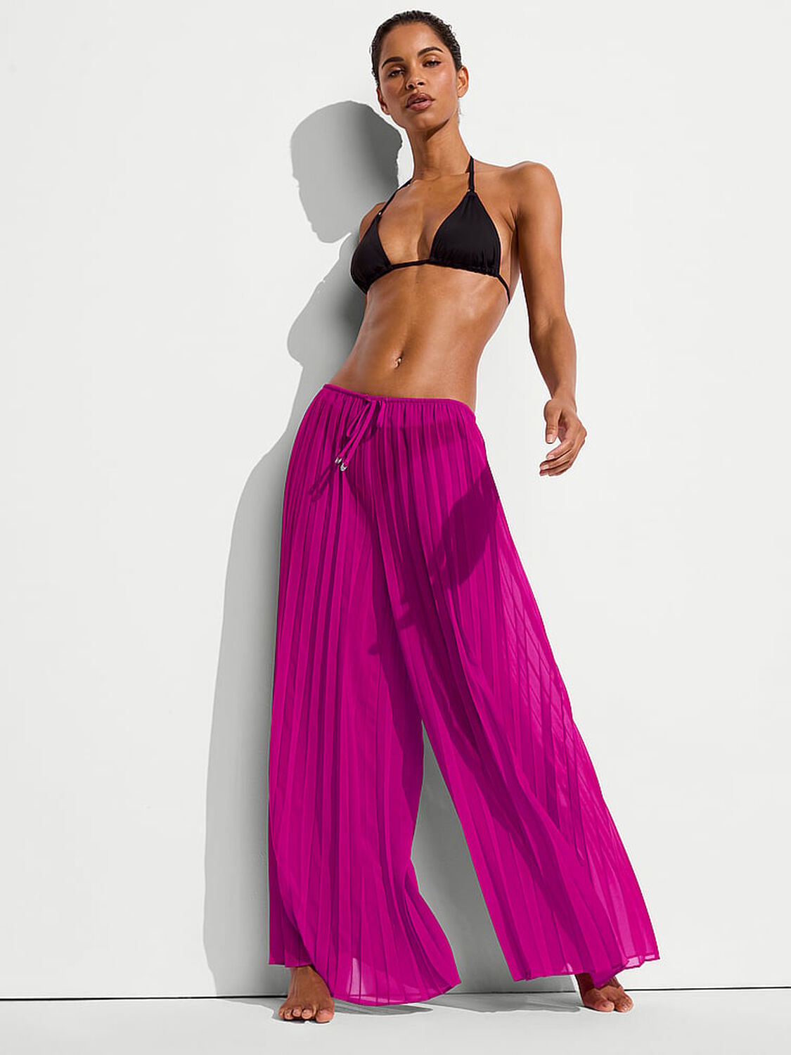 vs Victoria's Secret Swim Beachwear Pleated Chiffon Pants Berrylicious 1 of 3 