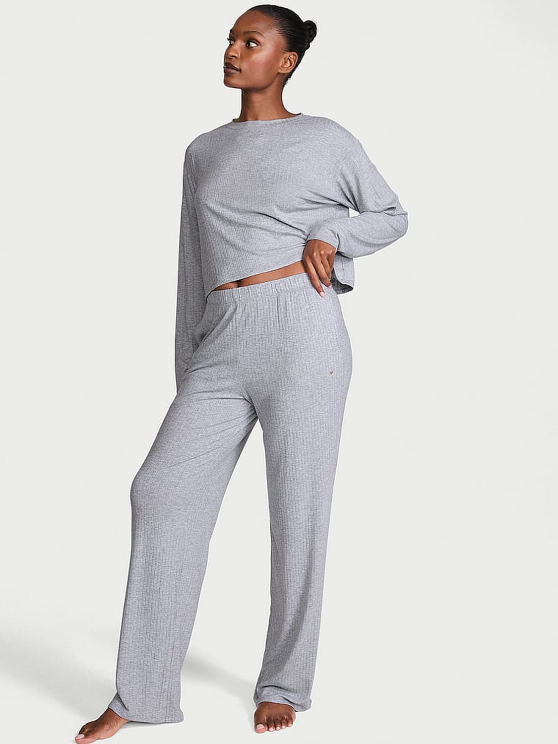 vs Victoria's Secret SoSoft&trade; Modal Wide-Rib Long Lounge Set Medium Heather Grey 1 of 3 