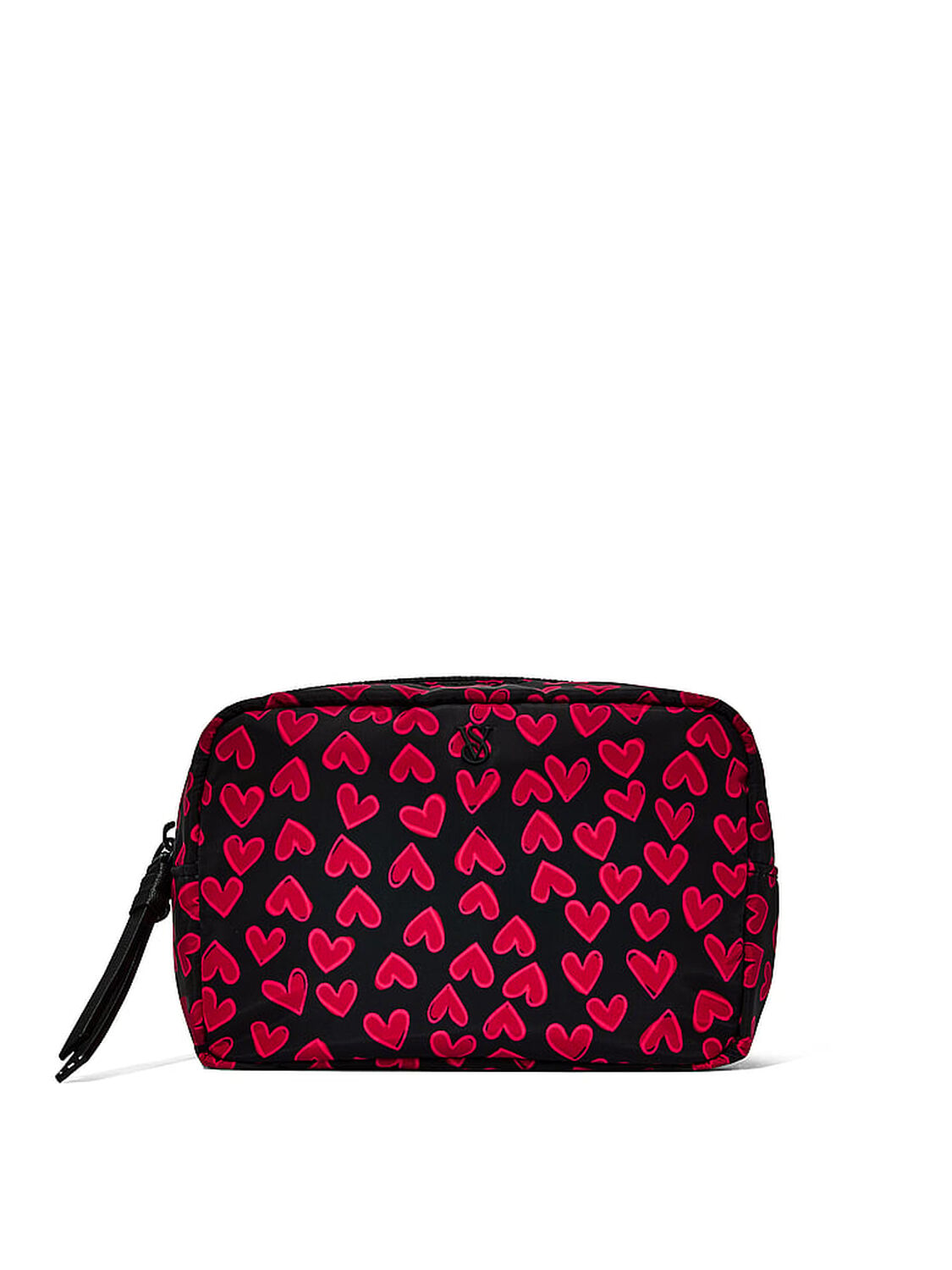 vs Victoria's Secret Travel Makeup Bag Black Grounded Heart 1 of 2 