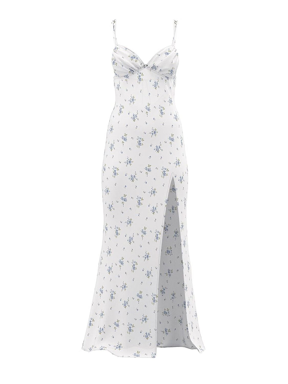 vs Victoria's Secret Wildflower Chiffon Long Slip White & Blue Wildflowers 1 of 4 