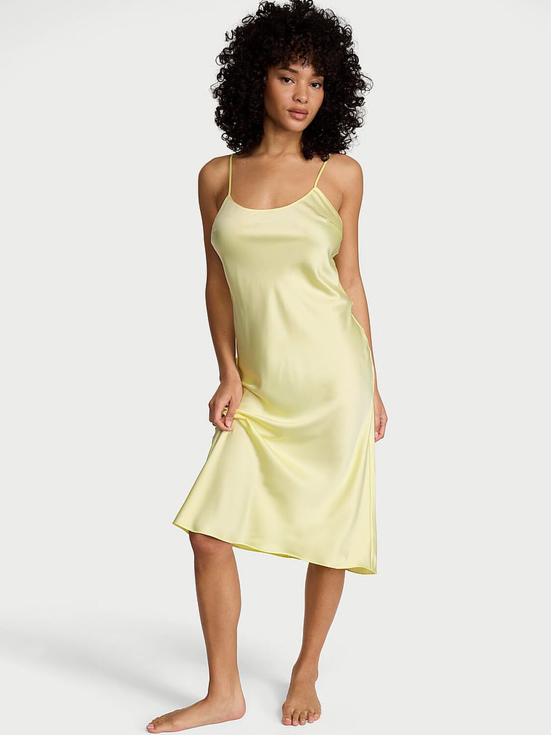 vs Victoria's Secret Satin Midi Slip Dress Lemonade 1 of 4 