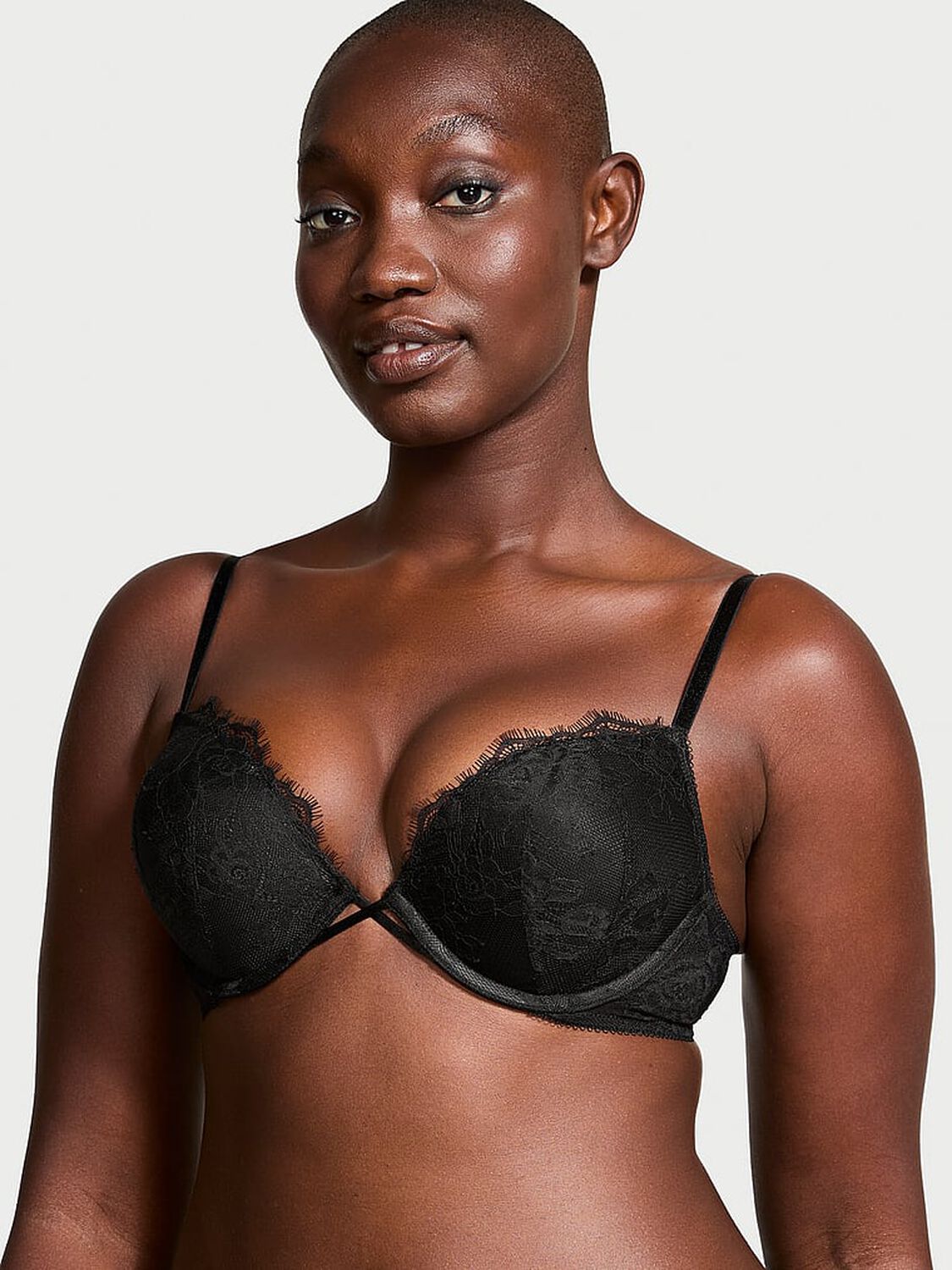 vs Very Sexy Bombshell Rose Lace Add-2-Cups Push-Up Bra Black 1 of 3 