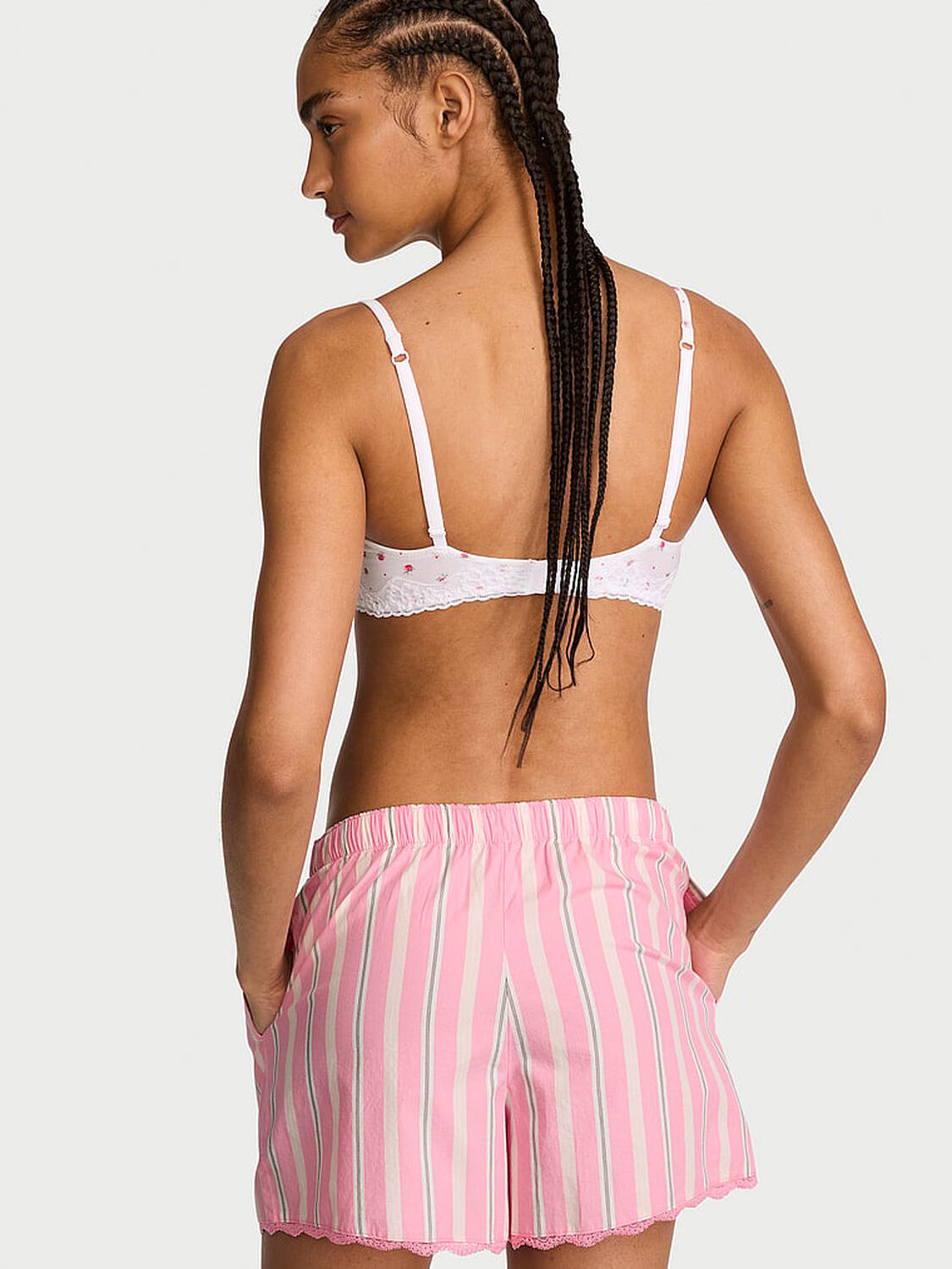 vs Victoria's Secret Mix & Match Sleep Heritage Cotton Pajama Shorts Sexy Little Pink Stripes 2 of 3 