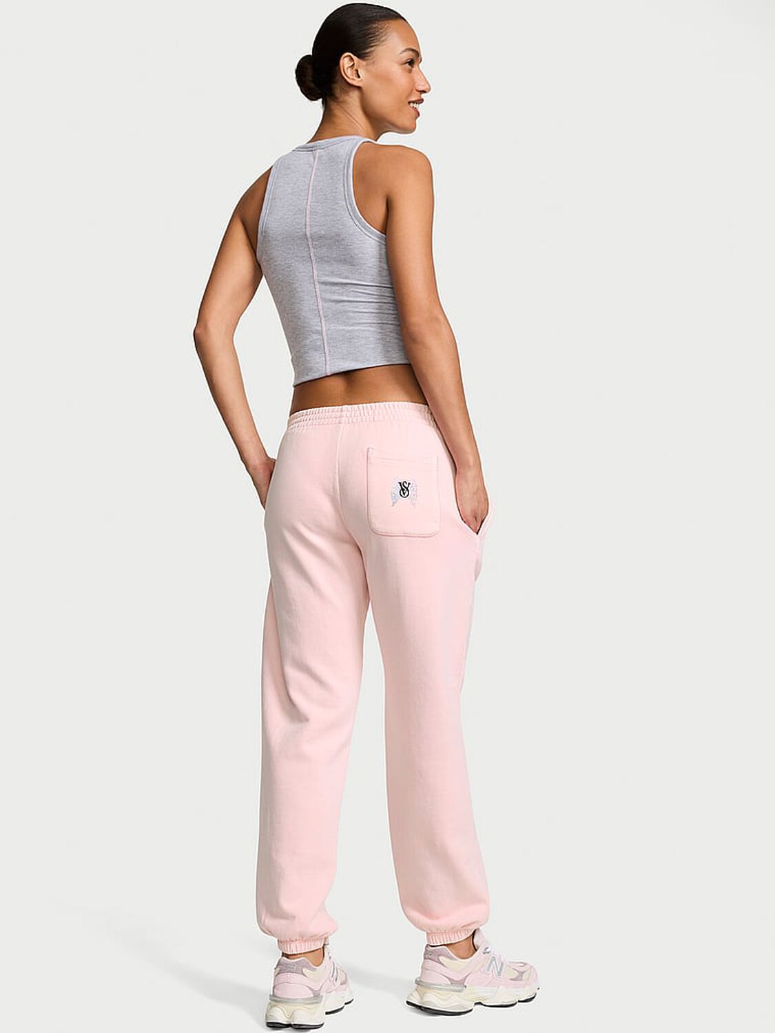 vs Angel Essentials Iconic Fleece Relaxed Jogger Sweatpant Angel Pink 2 of 3 