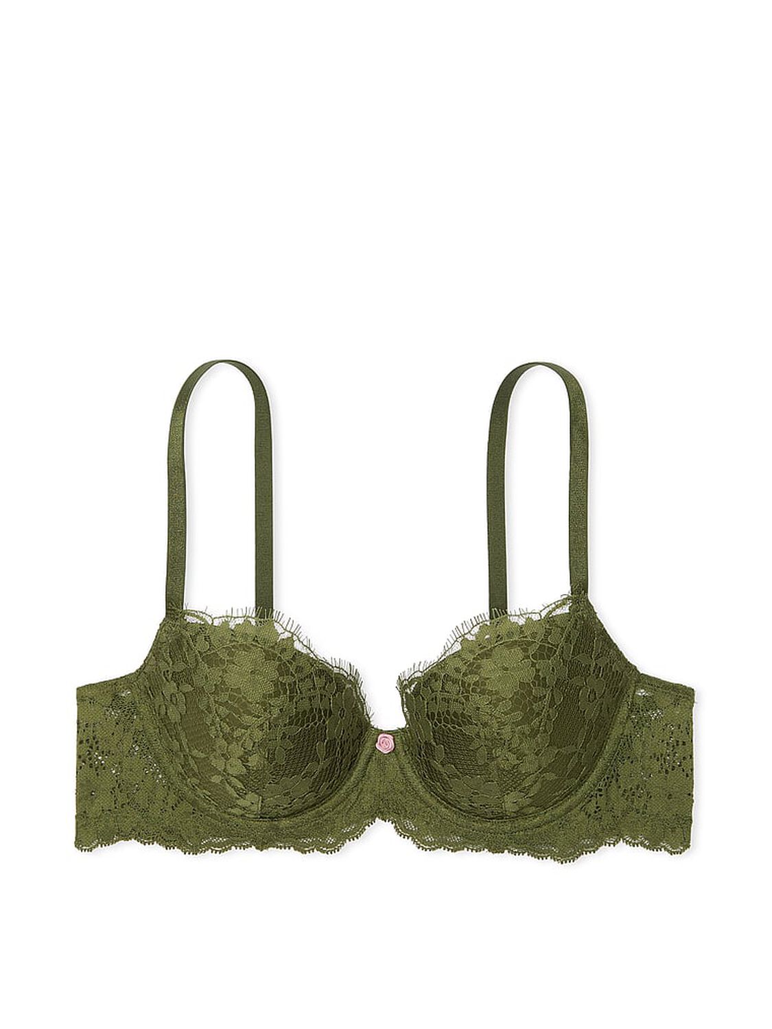 vs Dream Angels Lace Lightly Lined Classic Coverage Demi Bra Woodland Green 3 of 4 