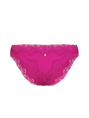 Cotton Shadow Stripe Lace-Waist Bikini Panty
