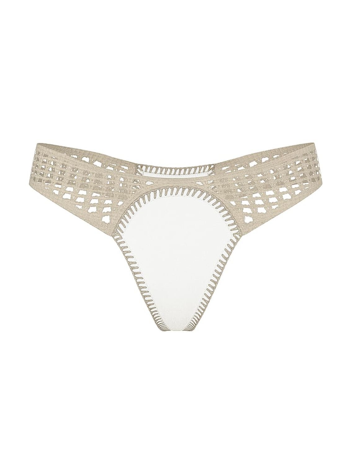 vs Victoria's Secret Swim Archives Crochet Scuba Thong Bikini Bottom Coconut White 3 of 4 