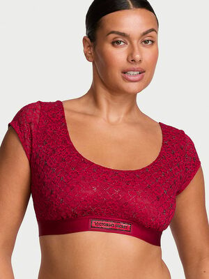 Lace Shine Logo Cap-Sleeve Bralette