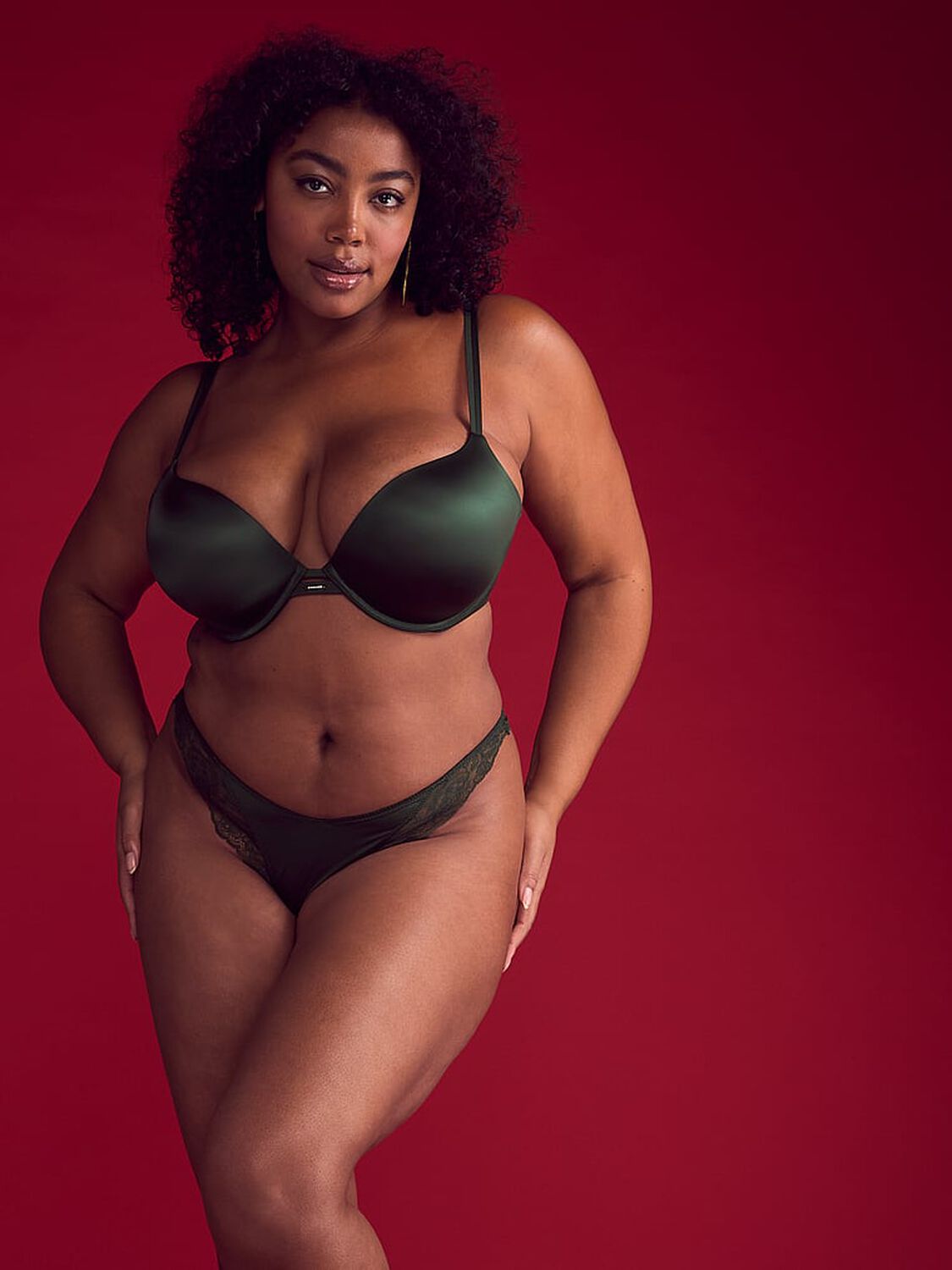 vs Very Sexy Rose Lace-Trim High-Leg Thong Panty Botanical Green 2 of 2 