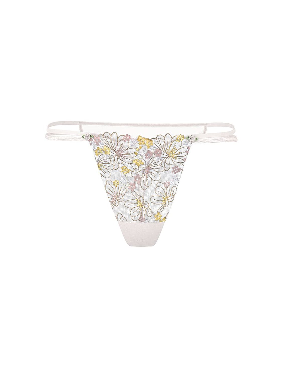 vs Dream Angels Wildflower Embroidery Thong Panty White & Blue Wildflowers 3 of 3 