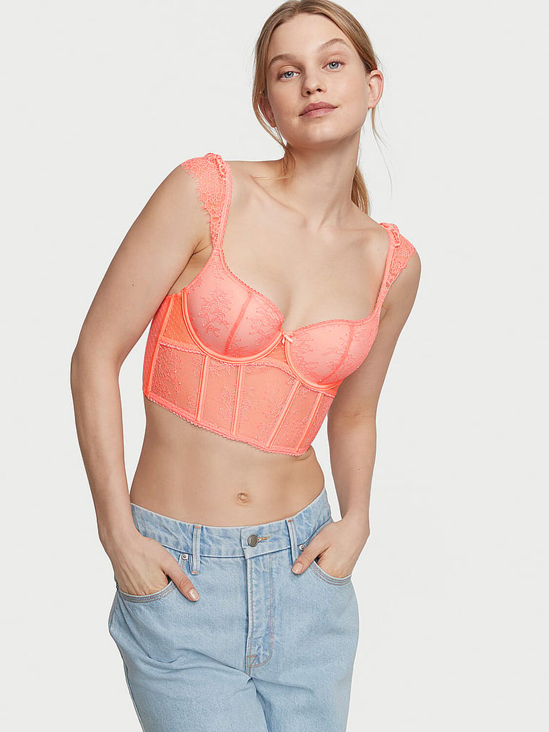 vs Dream Angels Lace Cap-Sleeve Corset Top Neon Nectar 5 of 5 