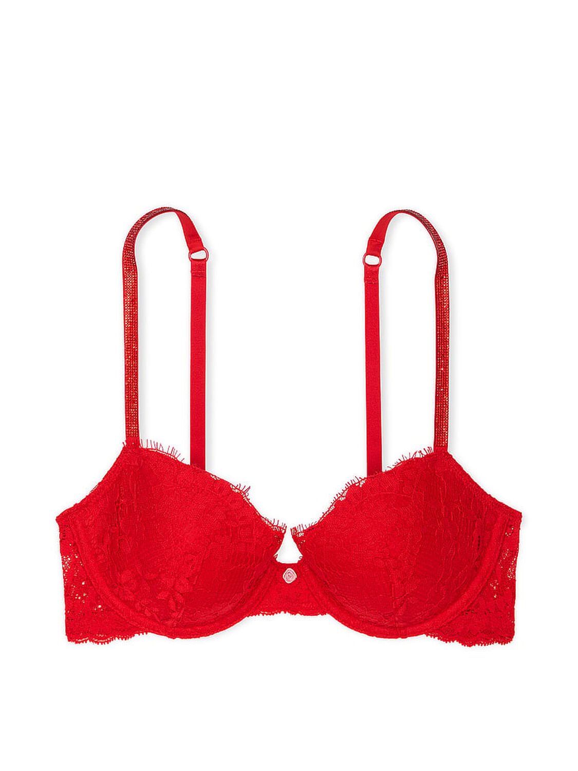 vs Dream Angels Twinkle Strap Lace Classic-Coverage Demi Bra Bright Vermillion 3 of 5 