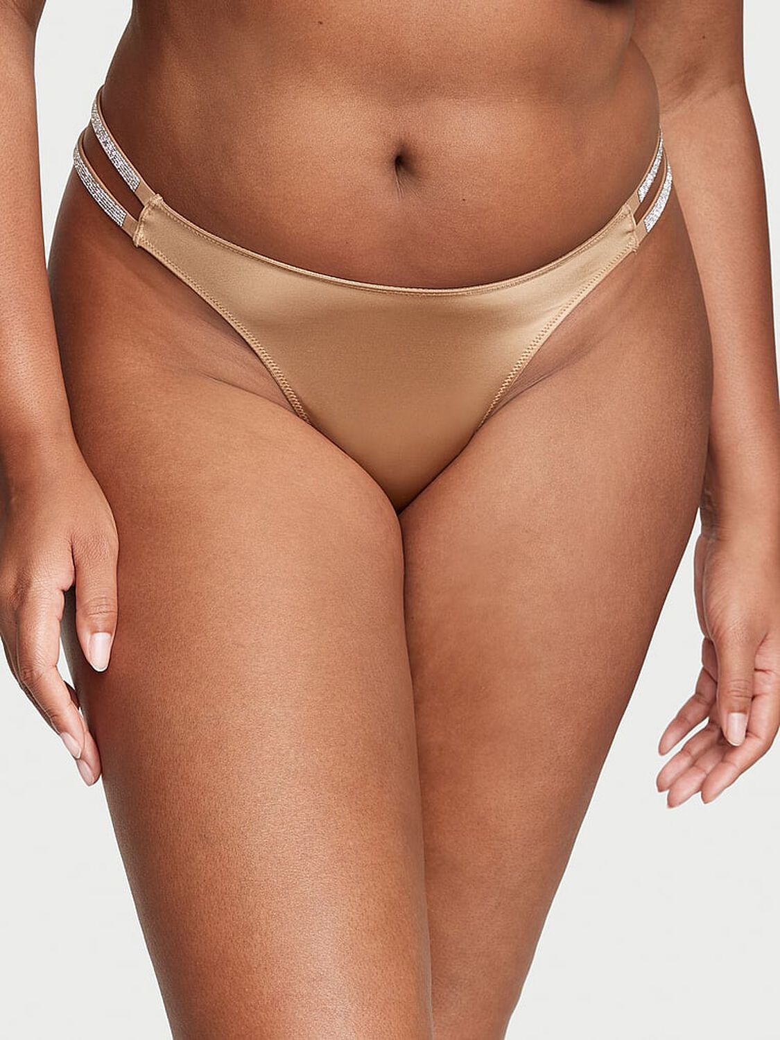 vs Very Sexy Double Shine Strap Smooth Thong Panty Toffee 1 of 4 