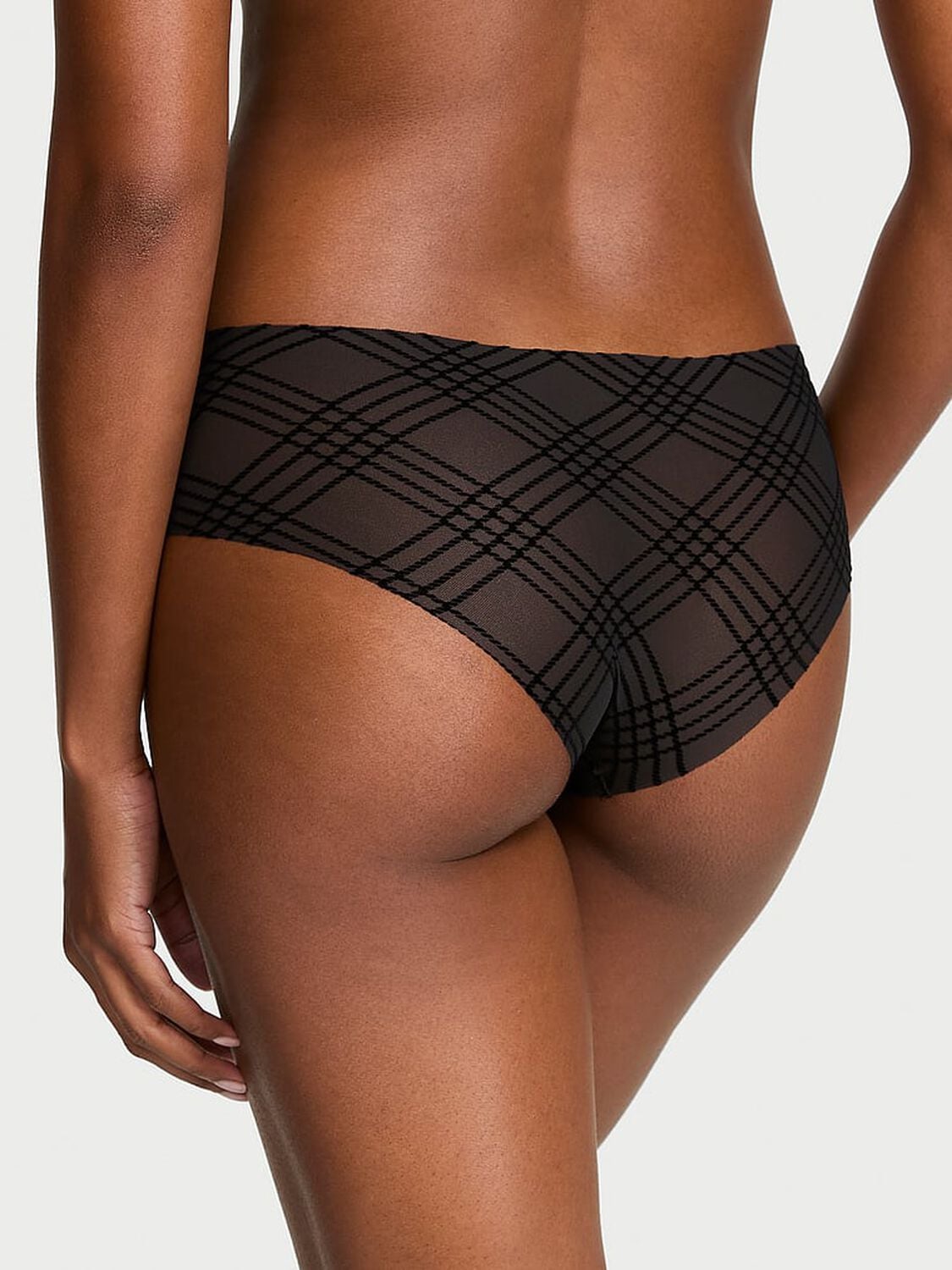 vs No-Show No-Show Plaid Mesh Cheeky Panty Black Flock Plaid 2 of 3 