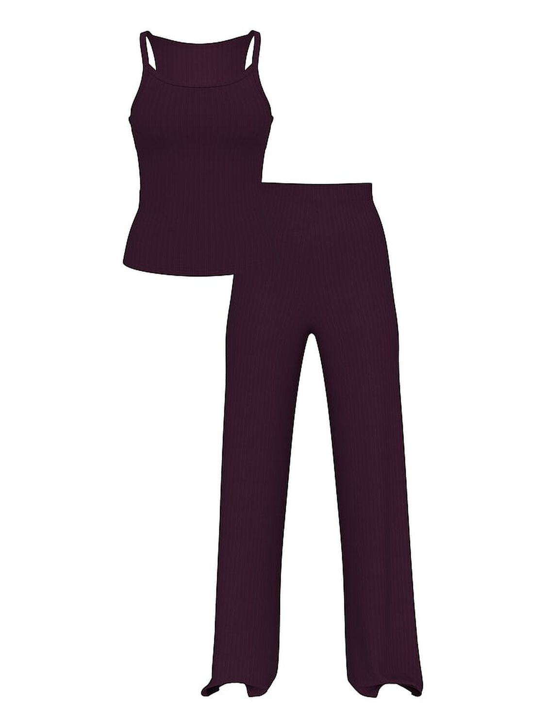 vs Victoria's Secret Modal Wide-Rib Lounge Tank & Pants Set Winter Wine 3 of 3 