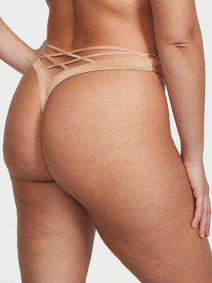 Smooth Strappy-Back High-Leg Thong Panty