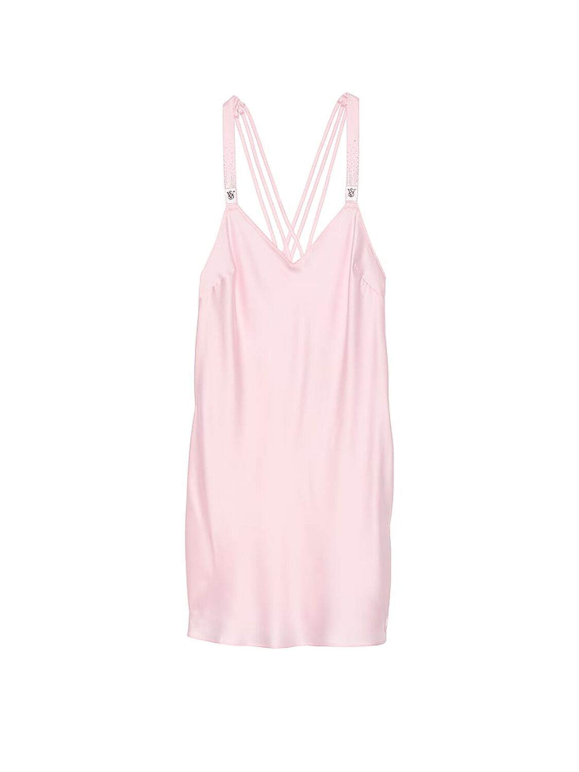 vs Victoria's Secret Scattered Shine Strap Satin Strappy-Back Slip Angel Pink 1 of 4 