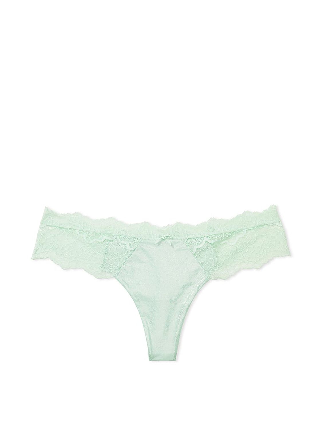 vs Dream Angels Lace-Trim Smooth Shimmer Thong Panty Misty Jade Shimmer 3 of 4 
