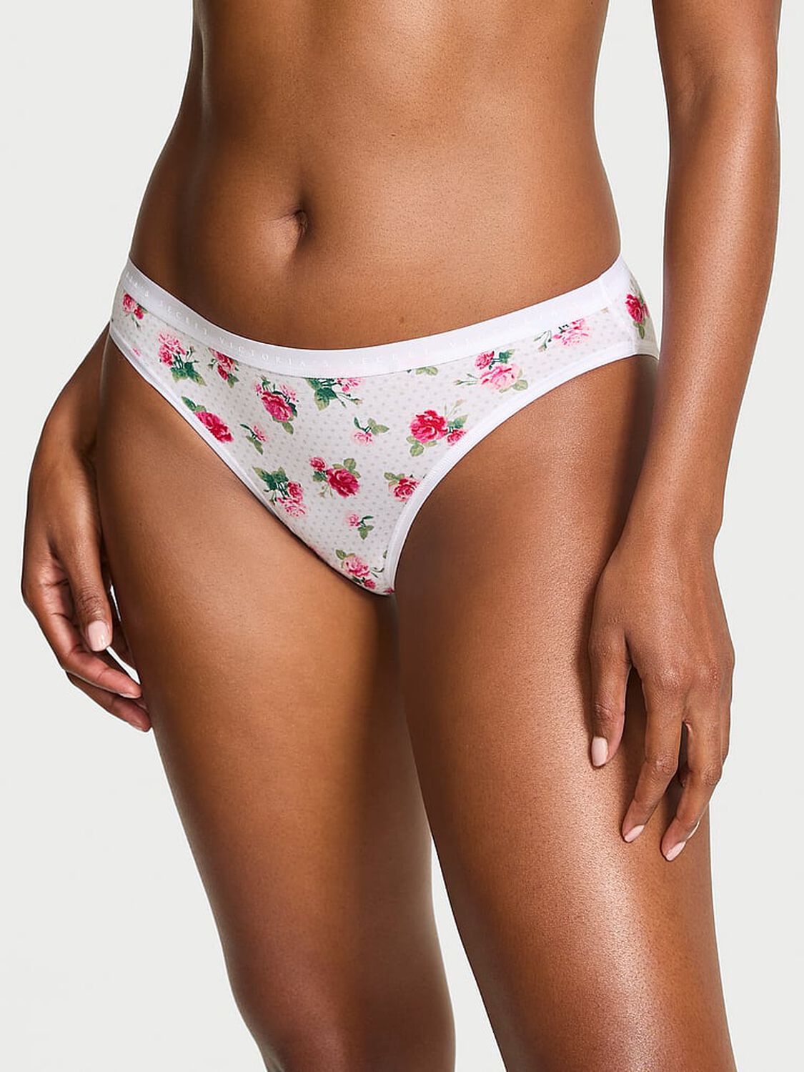vs Victoria's Secret Stretch Cotton Bikini Panty Vs White Holly Floral 1 of 3 