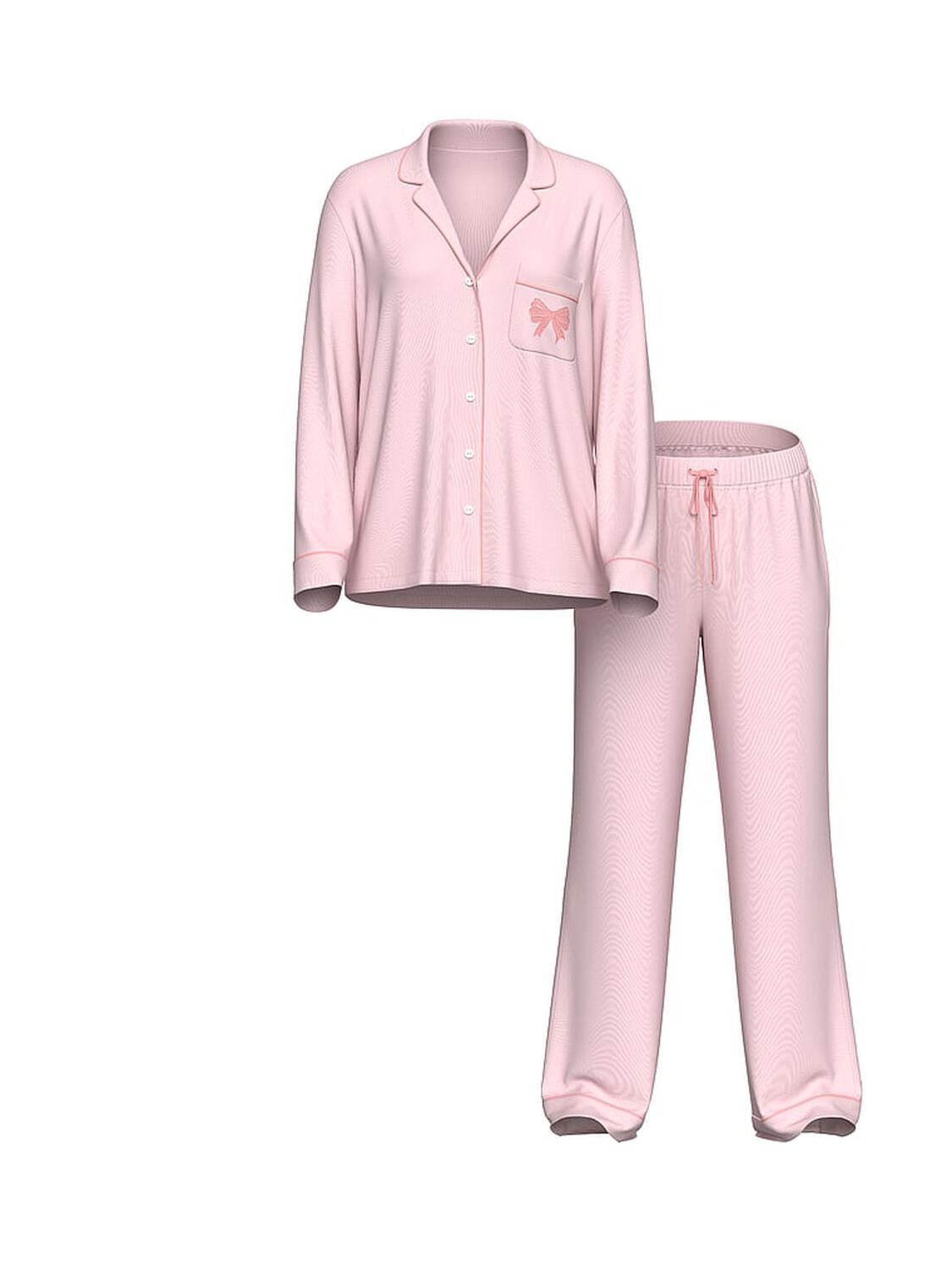 vs Victoria's Secret Modal Soft Bow Long Pajama Set Angel Pink W Bow 3 of 3 