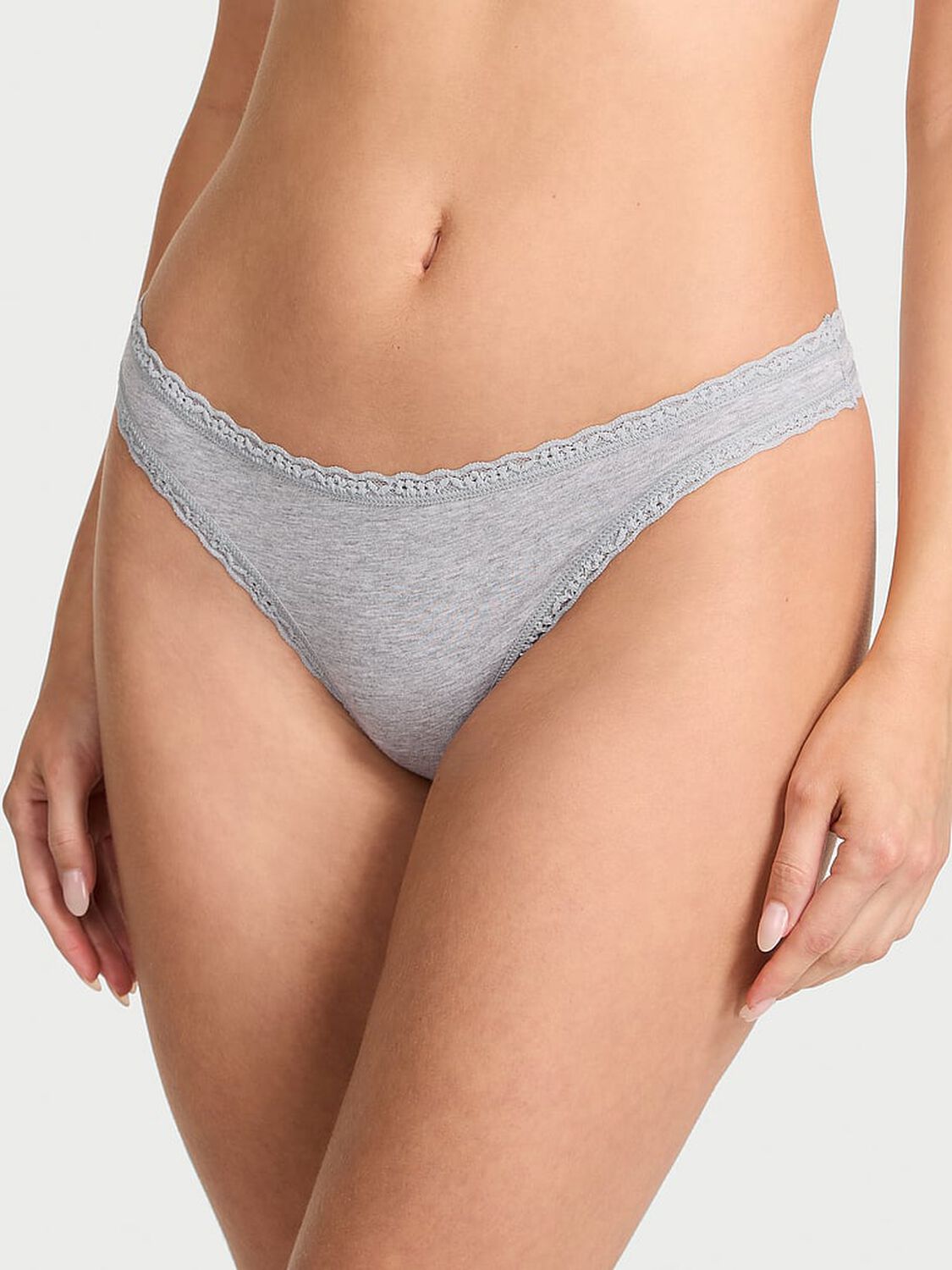 vs The Lacie Cotton Lace-Waist Thong Heather Grey 3 of 3 