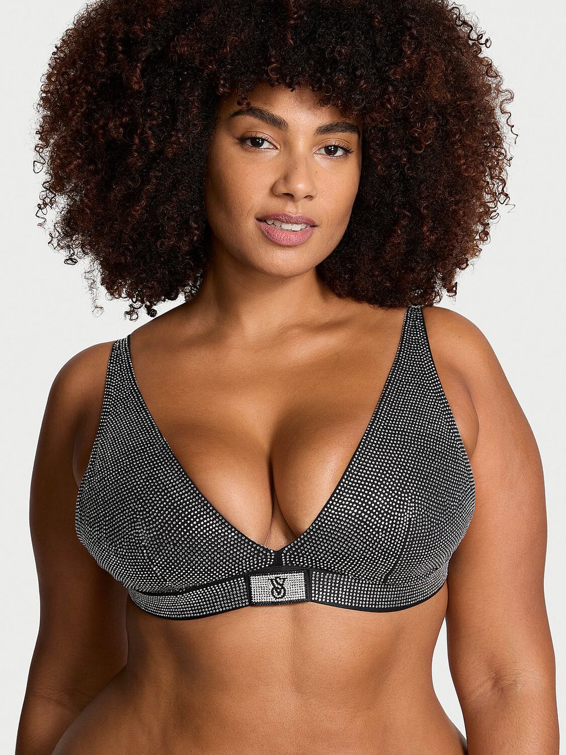 vs The T-Shirt Shine Cotton Wireless Plunge Bralette Black 4 of 5 