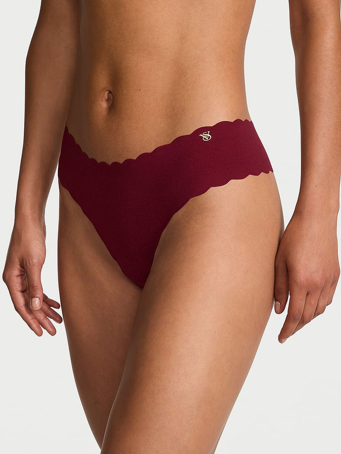 vs No-Show No-Show Scalloped Thong Panty Sangria Red 3 of 3 