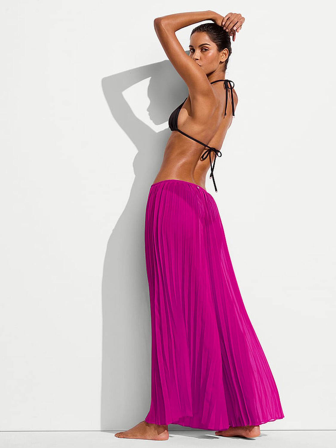 vs Victoria's Secret Swim Beachwear Pleated Chiffon Pants Berrylicious 2 of 3 