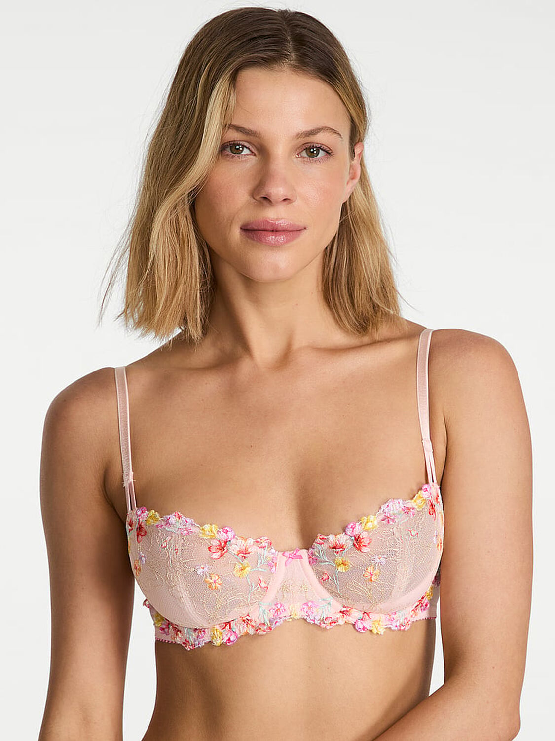 vs Dream Angels Wicked Bloom Embroidery Unlined Balconette Bra Rainbow Bloom 1 of 3 